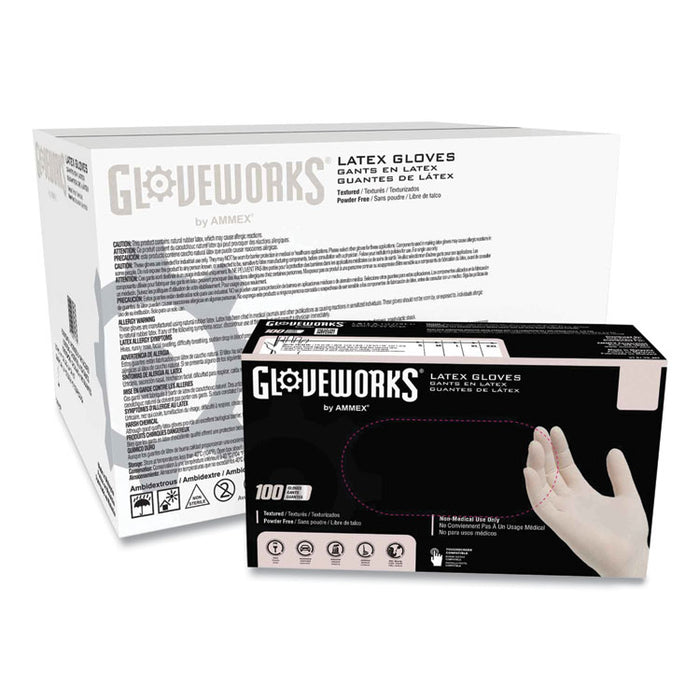 Latex Disposable Gloves, Powder-Free, X-Large, 4 mil Thick, 9.5" Long, Ivory, 100/Box, 10 Boxes/Carton
