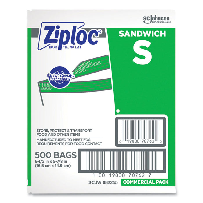 Resealable Sandwich Bags, 6.5" x 6", Clear, 500/Box