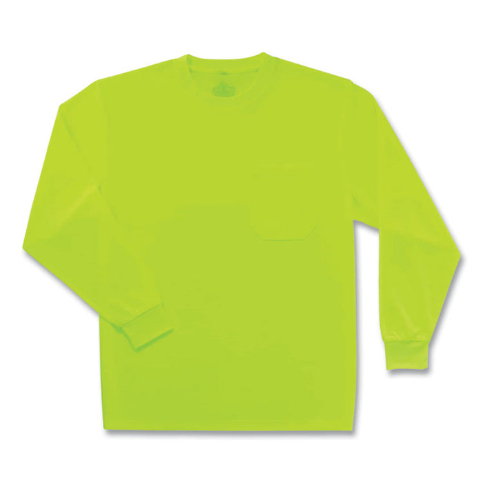 GloWear 8091 Non-Certified Hi-Vis Long Sleeve Shirt, Large, Lime