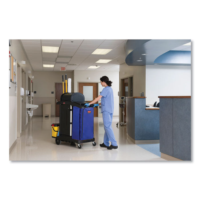Vinyl Cleaning Cart Bag for Rubbermaid Commercial High-Capacity Cleaning Carts, 34 gal, 10.5" x 17.5" x 33", Blue