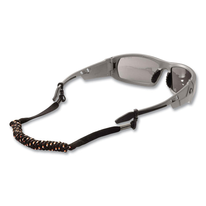 Skullerz 3280 Elastic Coil Eyewear Lanyard, PVC O-Ring Slip Fastener, 10" Long, Black