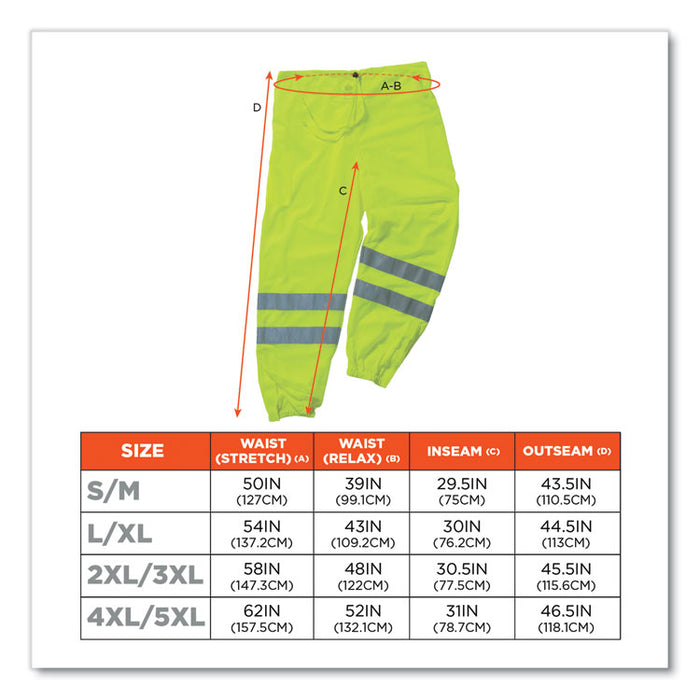 GloWear 8910 Class E Hi-Vis Pants, Small/Medium, Lime