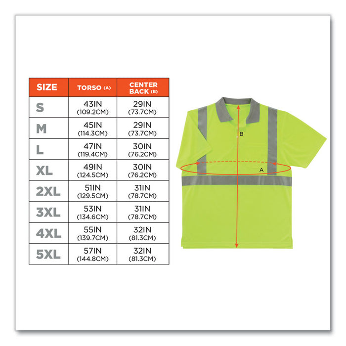 GloWear 8295 Class 2 Hi-Vis Polo Shirt, 3X-Large, Lime