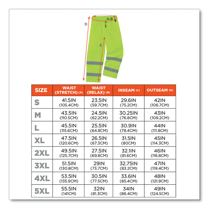 GloWear 8925 Class E Hi-Vis Thermal Pants, Large, Lime
