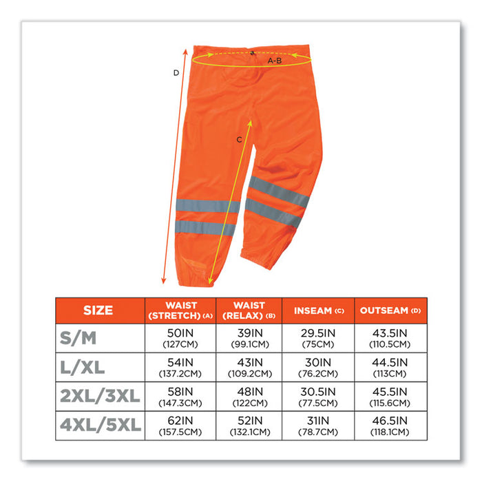 GloWear 8910 Class E Hi-Vis Pants, Small/Medium, Orange