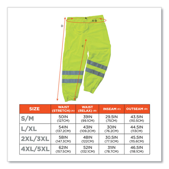 GloWear 8910 Class E Hi-Vis Pants, 4X-Large/5X-Large, Lime