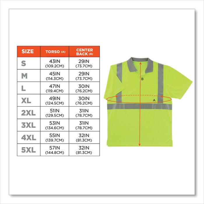 GloWear 8295 Class 2 Hi-Vis Polo Shirt, 2X-Large, Lime
