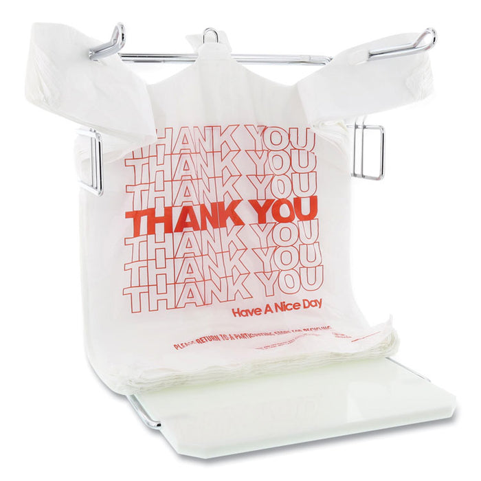 Thank You Bags, Thank You - Have a Nice Day Labeling, Cut-Out Handles, 13" x 8" x 23", White/Red, 1,000/Carton