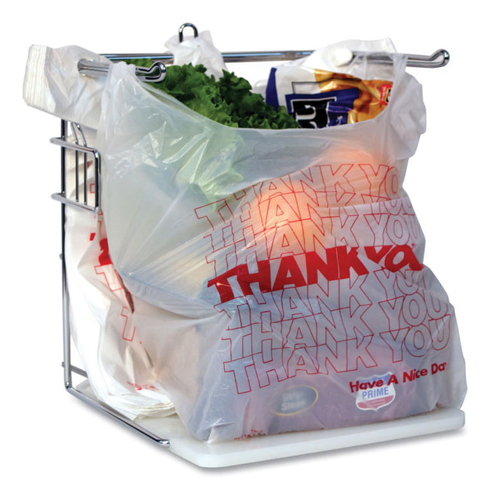 Thank You Bags, Thank You - Have a Nice Day Labeling, Cut-Out Handles, 13" x 8" x 23", White/Red, 1,000/Carton