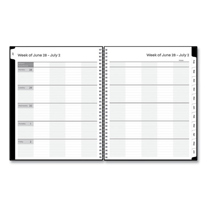 Teacher's Solid Black Weekly/Monthly Lesson Planner, 9 Classes, 11 x 8.5 Sheets, 12-Month (July to June), 2025 to 2026