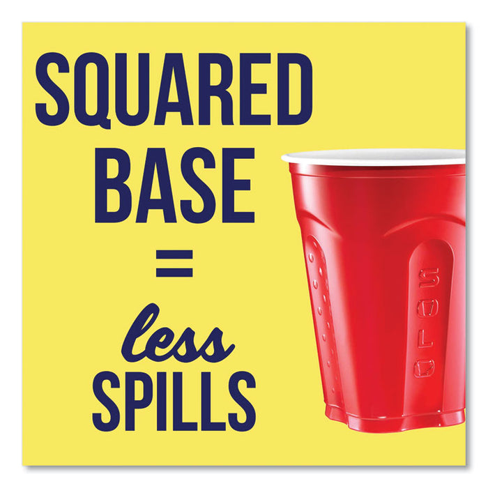 Squared Plastic Party Cups, 18 oz, Red, 240/Carton