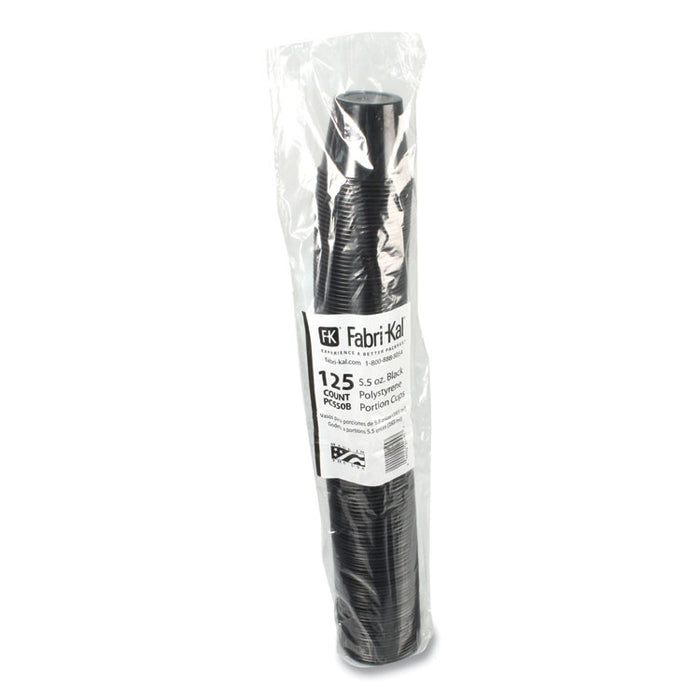 Portion Cups, 5.5 oz, Plastic, Black, 125/Sleeve, 20 Sleeves/Carton
