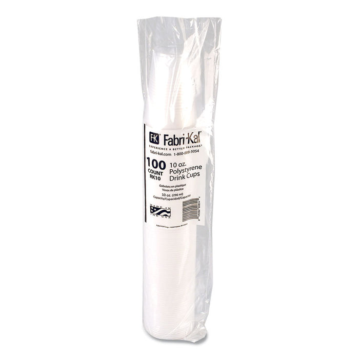 RK Ribbed Cold Drink Cups, 10 oz, Plastic, Clear, 100/Sleeve, 25 Sleeves/Carton