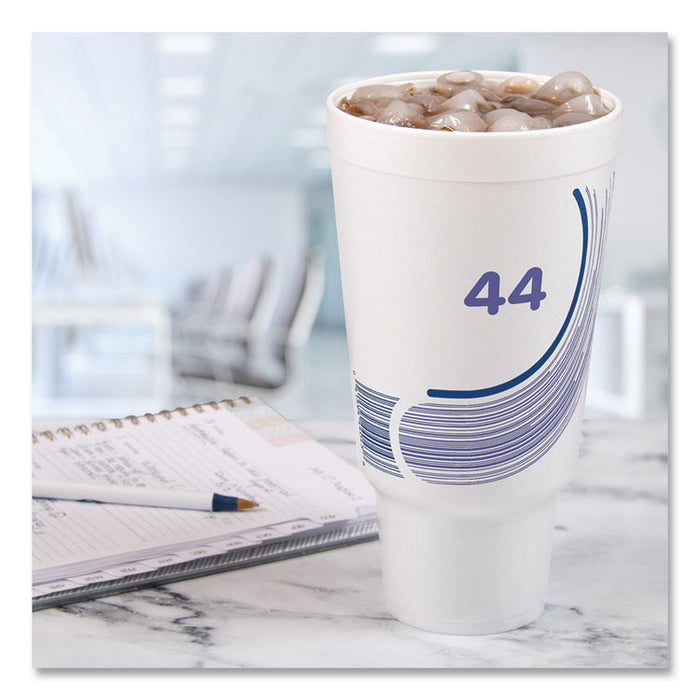 Breeze Hot/Cold Insulated Foam Drinking Cups, Pedestal Cup, 44 oz, Purple/White/Blue, 300/Carton