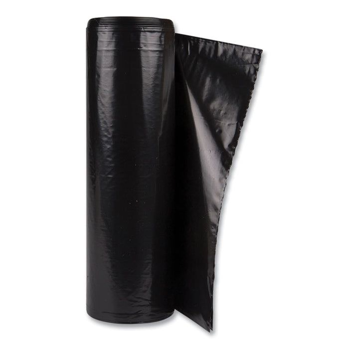 Low-Density Commercial Can Liners, 60 gal, 1.2 mil, 38" x 58", Black, Interleaved Roll, 10 Bags/Roll, 10 Rolls/Carton