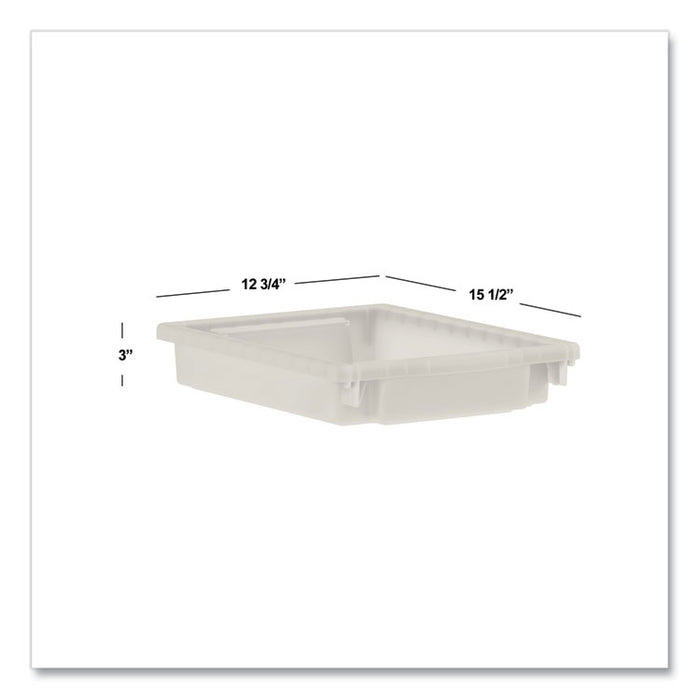 Flagship Storage Bins, 1 Section, 12.75" x 16" x 3", Translucent White