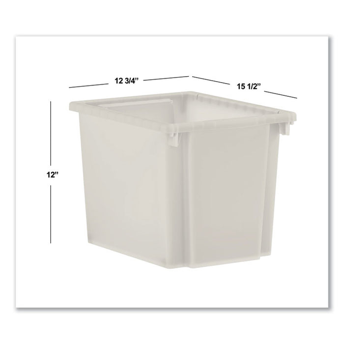Flagship Storage Bins, 1 Section, 12.75" x 16" x 12", Translucent White