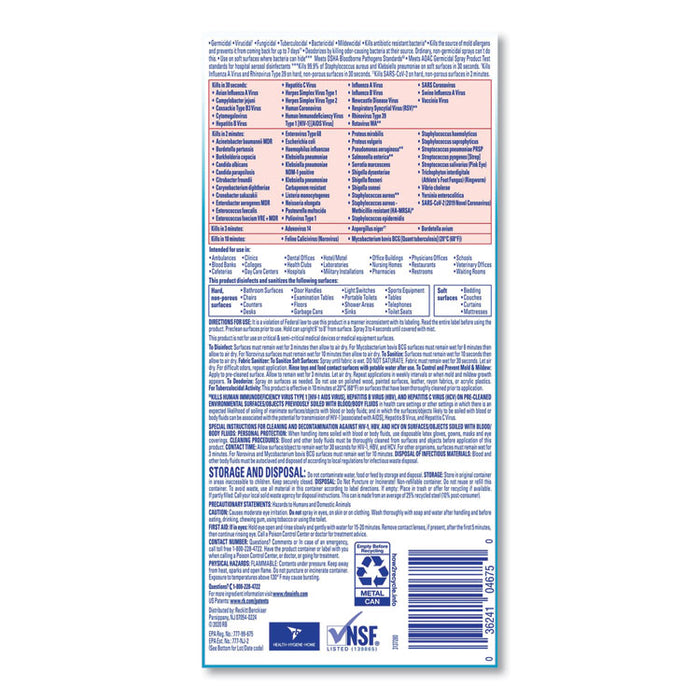 Disinfectant Spray, Fresh Scent, 19 oz Aerosol Spray, 12/Carton