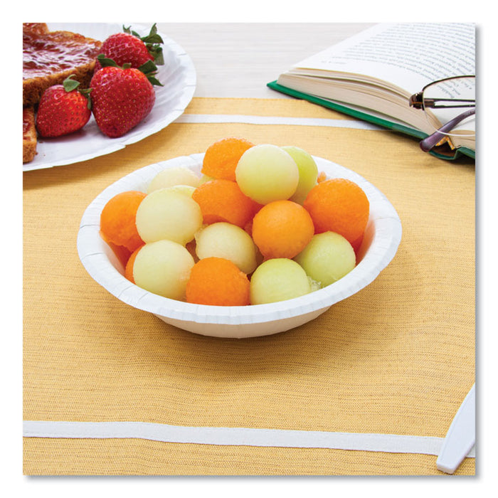 Bare Eco-Forward Clay-Coated Paper Dinnerware, ProPlanet Seal, Bowl, 12 oz, White, 125/Bag, 8 Bags/Carton