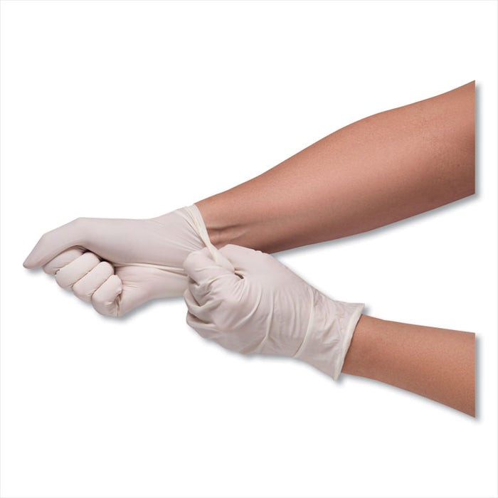 Stretch Vinyl Examination Gloves, Powder-Free, Small, 5 mil Thick, 9.45" Long, Cream, 100/Box, 10 Boxes/Carton