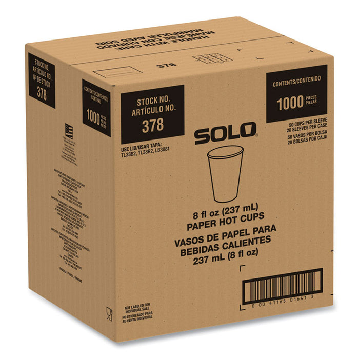 Compostable Paper Hot Cups, ProPlanet Seal, 8 oz, White/Green, 1,000/Carton