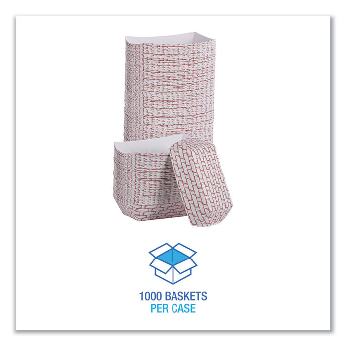 Paper Food Baskets, 6 oz Capacity, 3.78 x 4.3 x 1.08, Red/White, 1,000/Carton