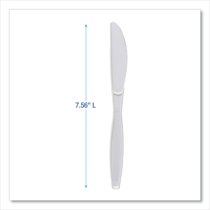 Heavyweight Polypropylene Cutlery, Knife, Plastic, White, 1,000/Carton