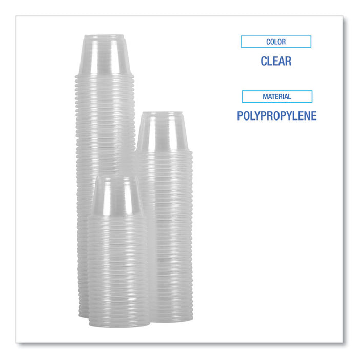 Souffle/Portion Cups, 1 oz, Plastic, Clear, 125/Sleeves, 20 Sleeves/Carton