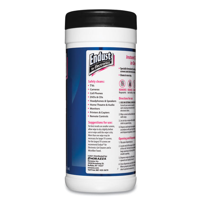 Antistatic Screen Cleaning Wipes, Premoistened, 5 x 7, Clean Scent, White, 70/Canister