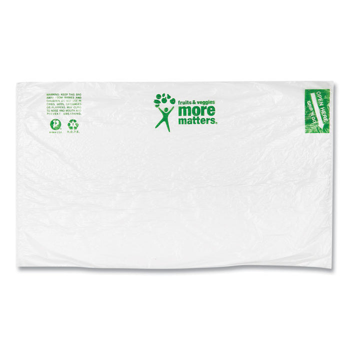 Produce Bags, Fruits and Veggies - More Matters Labeling, 0.35 mil, 12" x 20", Clear, 875 Bags/Roll, 4 Rolls/Carton