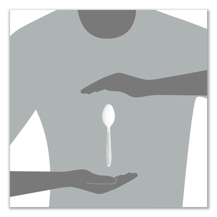 Impress Heavyweight Full-Length Polystyrene Cutlery, Spoon, Plastic, White, 100/Box, 10 Boxes/Carton