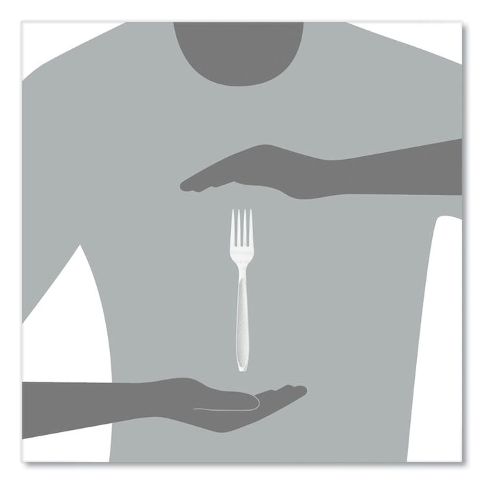 Impress Heavyweight Full-Length Polystyrene Cutlery, Fork, Plastic, White, 100/Box