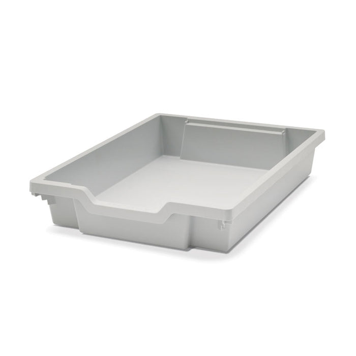 Callero Plus Double Column Trolley Set 18, Metal, 1 Shelf, 8 F1 Bins, 4 F2 Bins, 27.4" x 17.3" x 41.5", Silver/Light Gray