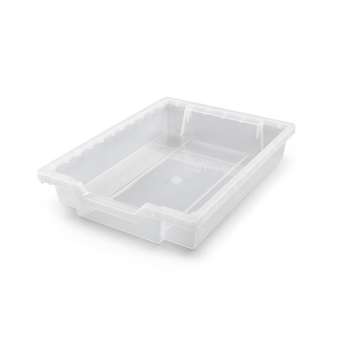 Callero Plus Double Column Trolley Set 18, Metal, 1 Shelf, 8 F1 Bins, 4 F2 Bins, 27.4" x 17.3" x 41.5", Silver/Trans Frost