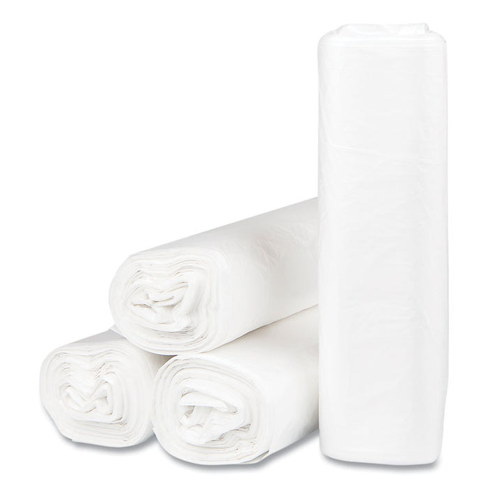 High-Density Commercial Can Liners, 33 gal, 13 mic, 33" x 40", Clear, Interleaved Roll, 25 Bags/Roll, 20 Rolls/Carton