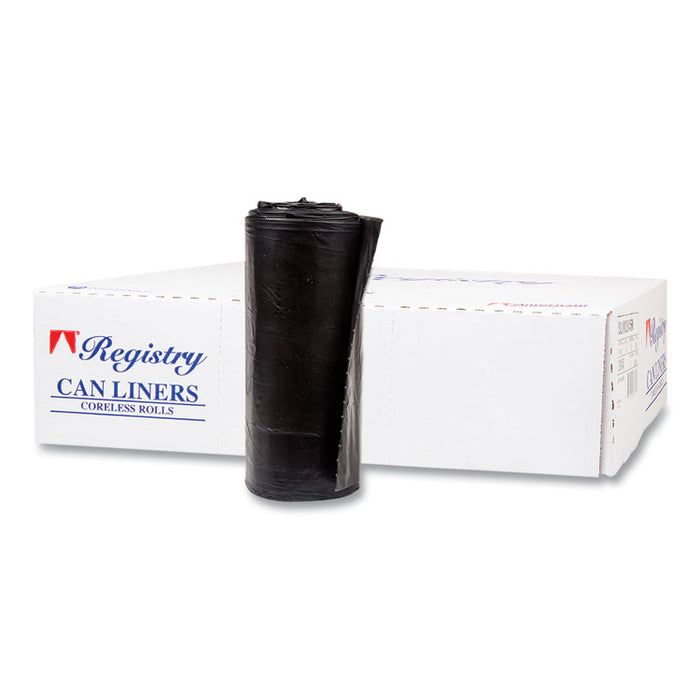 High-Density Commercial Can Liners, 60 gal, 17 mic, 38" x 60", Black, Interleaved Roll, 25 Bags/Roll, 8 Rolls/Carton