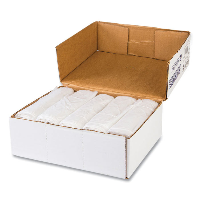 High-Density Commercial Can Liner Value Pack, 33 gal, 10 mic, 33" x 39", Clear, Interleaved Roll, 25 Bags/Roll, 20 Rolls/CT