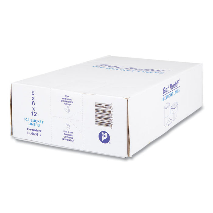 Ice Bucket Liner Bags, 96 oz, 6" x 6" x 12", Clear, 1,000/Carton