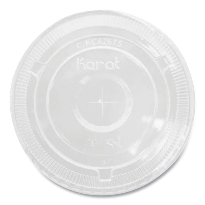 PET Lids, Flat with Straw Slot, Fits 12 oz to 24 oz Cold Cups, Plastic, Clear, 1,000/Carton
