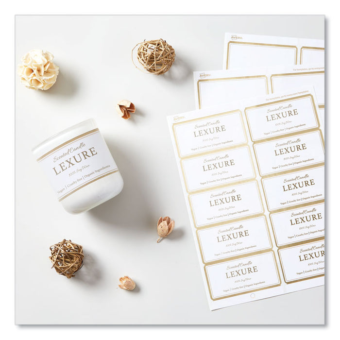 White Easy Peel Mailing Labels with Metallic Border, Inkjet/Laser Printers, 2 x 4, White, 10/Sheet, 10 Sheets/Pack