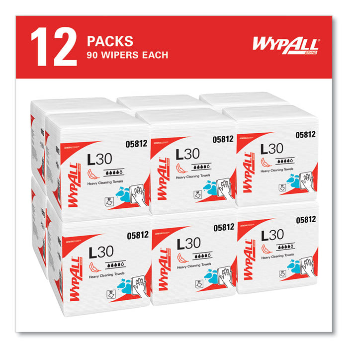 L30 Towels, Quarter Fold, 12.5 x 12, 90/Polypack, 12 Polypacks/Carton