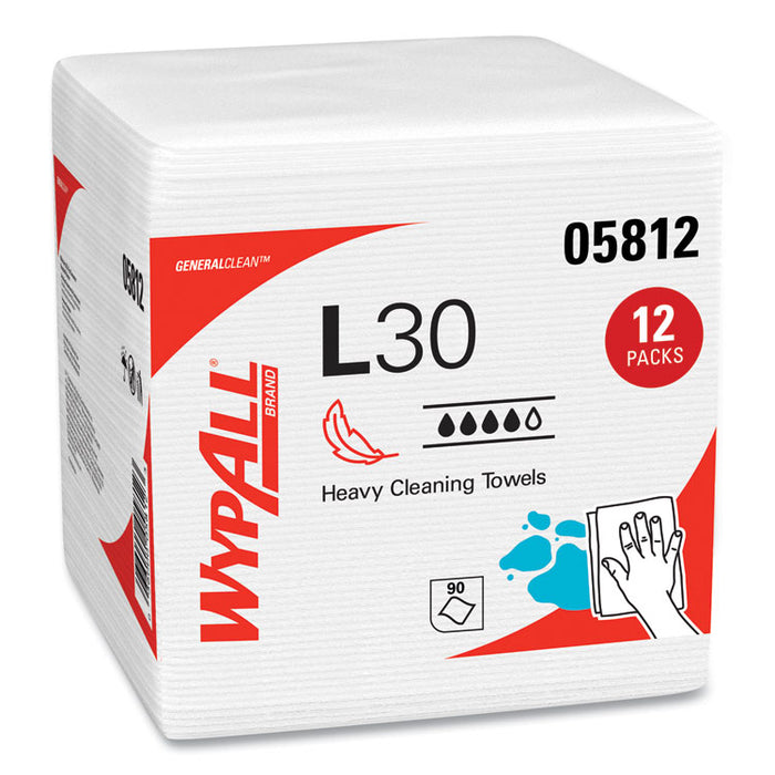 L30 Towels, Quarter Fold, 12.5 x 12, 90/Polypack, 12 Polypacks/Carton