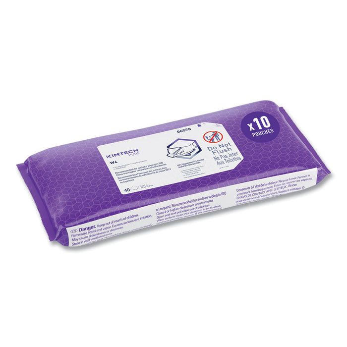 W4 PreSat Alcohol Wipers, 70% IPA, 1-Ply, 9 x 11, White, 40/Pack, 10 Packs/Carton