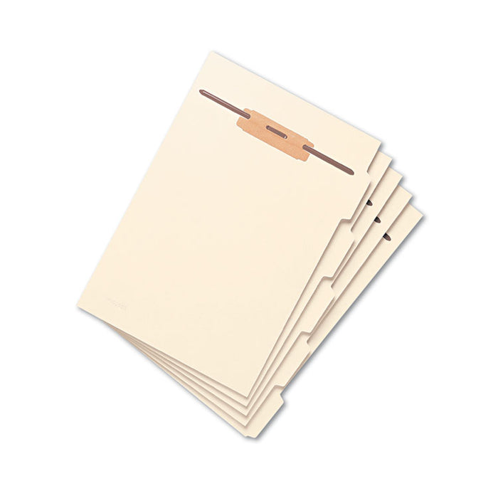 Stackable Folder Dividers with Fasteners, Top/End Tab: 1/5-Cut, 1 Fastener, Letter Size, Manila, 4 Dividers/Set, 50 Sets/Pack