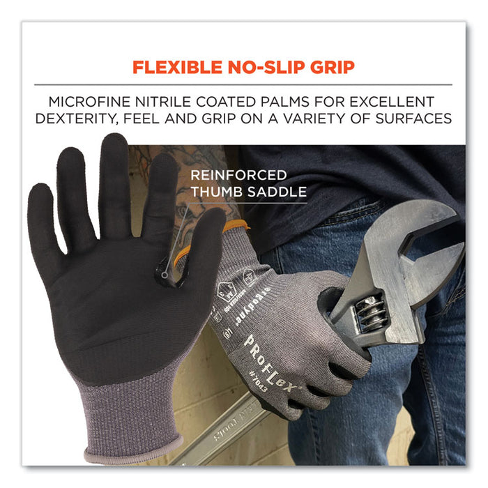 ProFlex 7043 ANSI A4 Nitrile Coated CR Gloves, EN388: 4X42D, 9" Long, Large, Gray, 12 Pairs