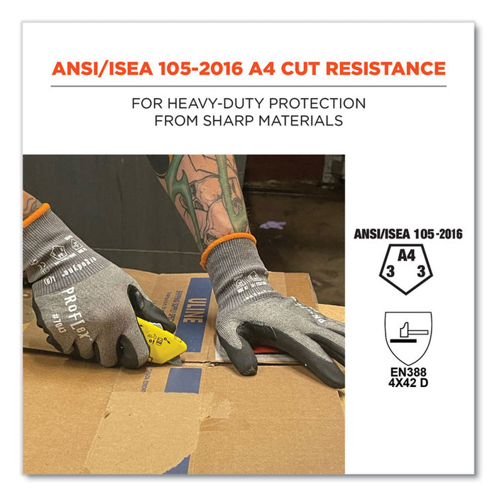 ProFlex 7043 ANSI A4 Nitrile Coated CR Gloves, EN388: 4X42D, 9" Long, Medium, Gray, 12 Pairs