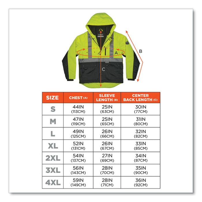 GloWear 8275 Class 2 Heavy-Duty Hi-Vis Workwear Sherpa Lined Jacket, Medium, Lime