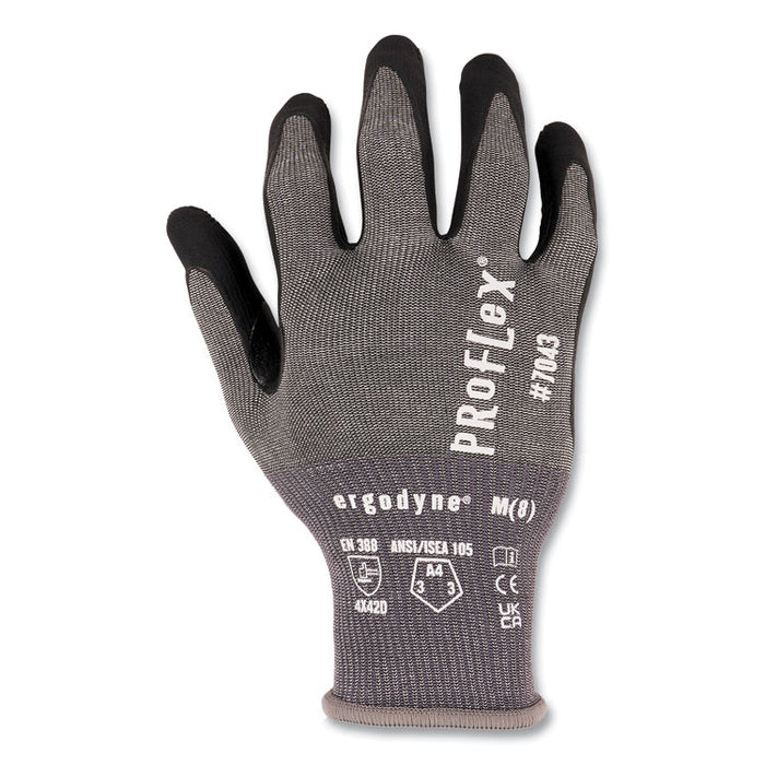 ProFlex 7043 ANSI A4 Nitrile Coated CR Gloves, EN388: 4X42D, 9" Long, X-Large, Gray, Pair