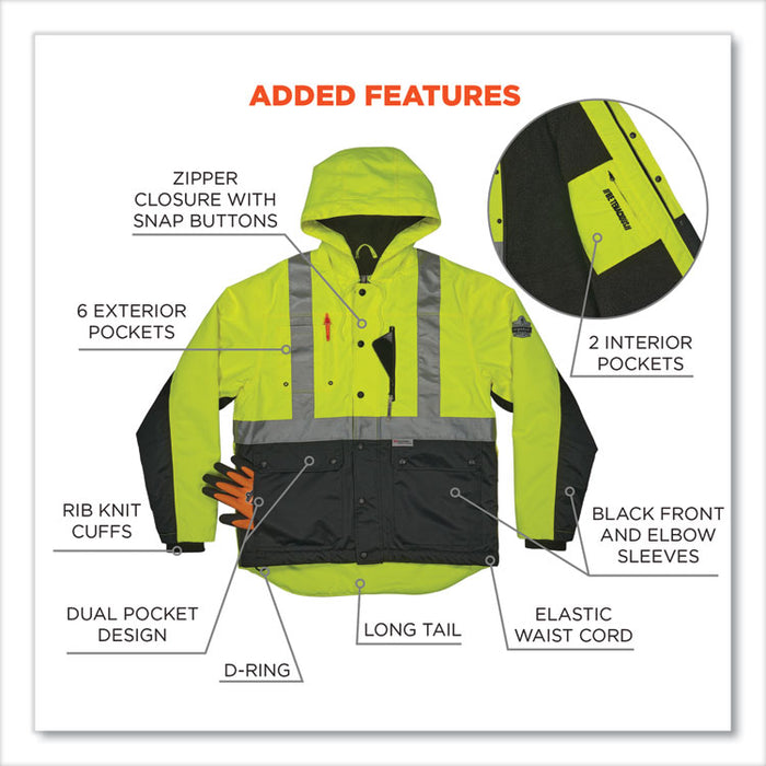 GloWear 8275 Class 2 Heavy-Duty Hi-Vis Workwear Sherpa Lined Jacket, 2X-Large, Lime