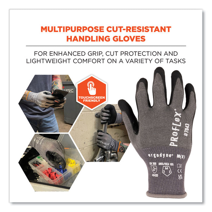 ProFlex 7043 ANSI A4 Nitrile Coated CR Gloves, EN388: 4X42D, 9" Long, XX-Large, Gray, 12 Pairs